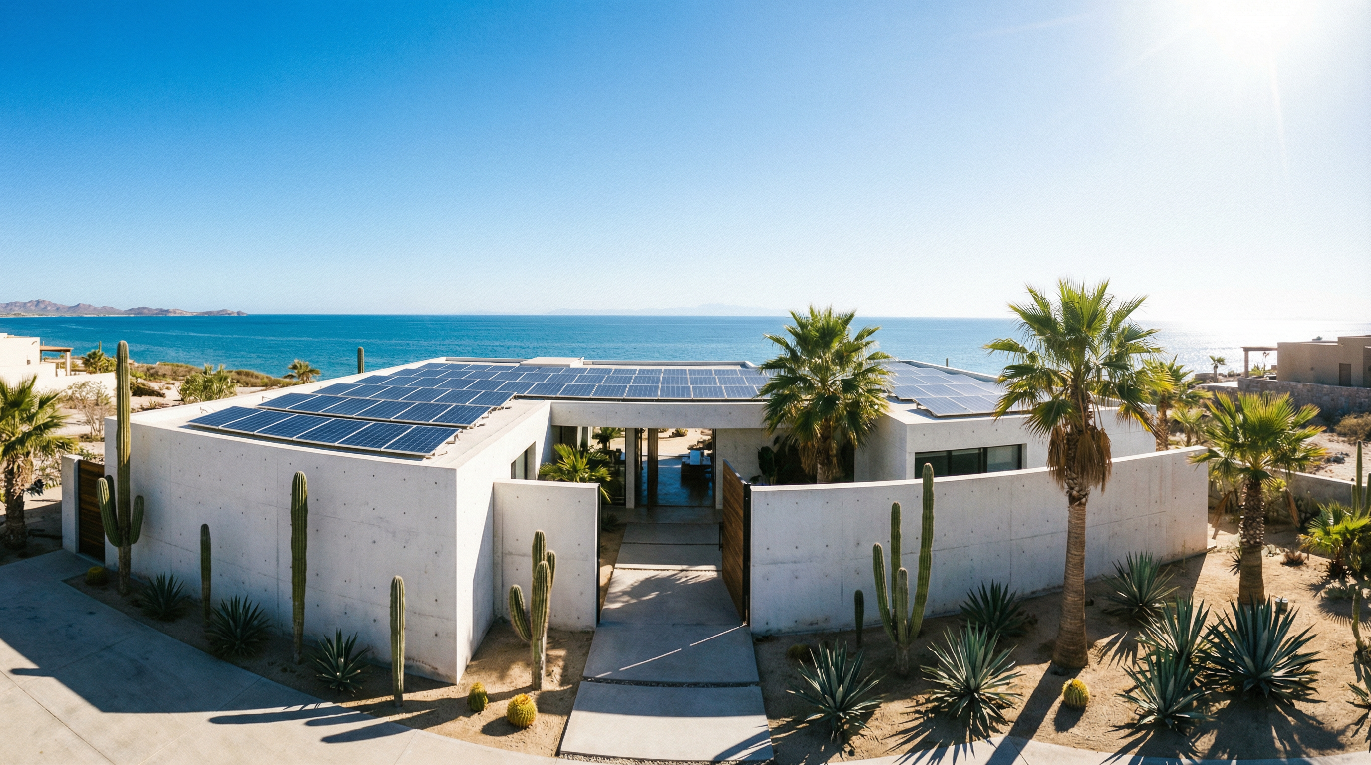 Modern residence with solar panels in La Paz